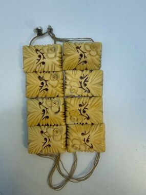 Vintage Carved Bone Style Panel Bracelet Floral Tile Design